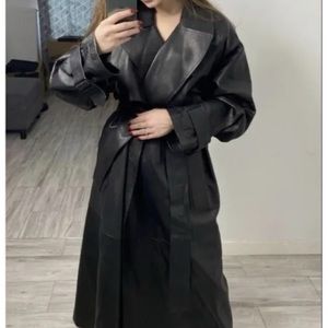 MASSIMO DUTTI GENUINE LEATHER TRENCH COAT